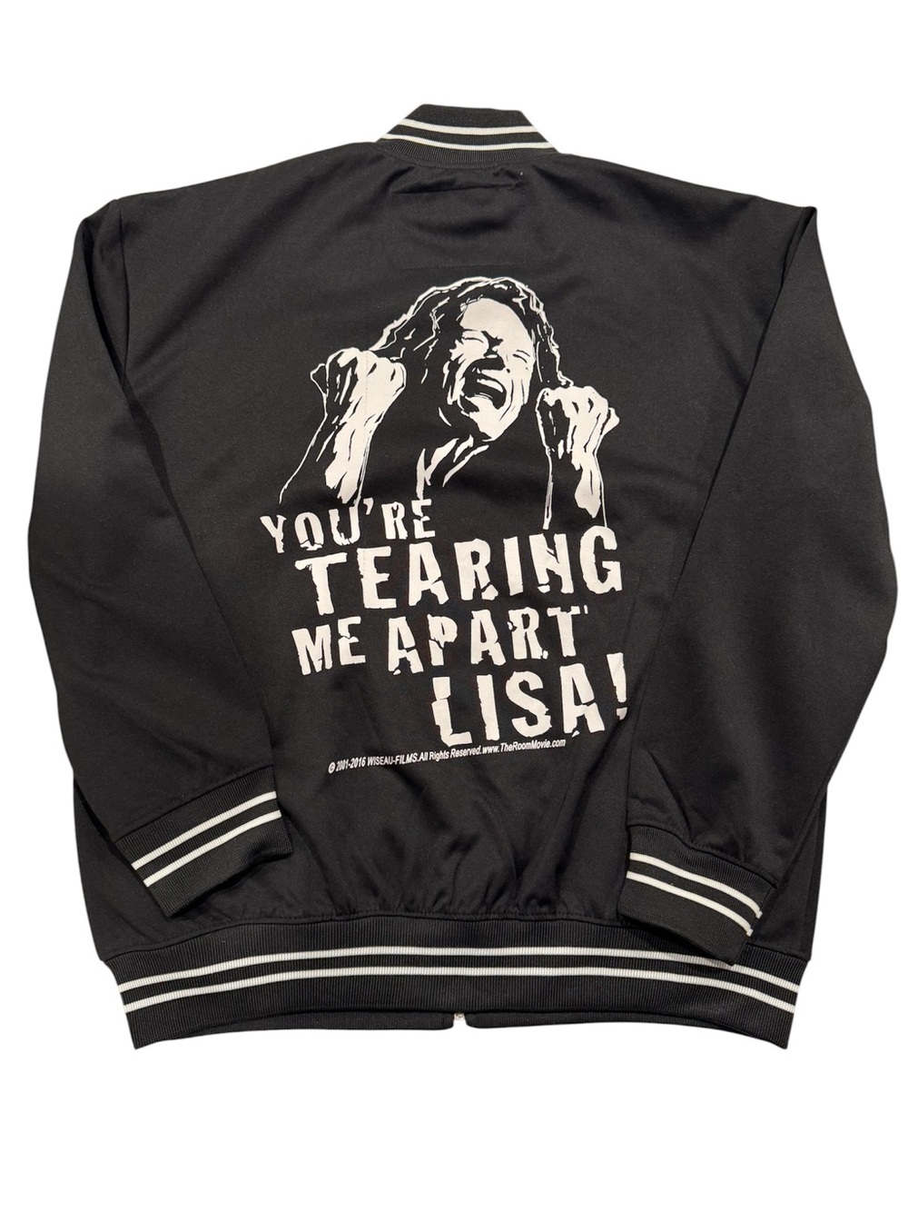 Tommy Wiseau The Room Track Jacket Mens Small Black Tearing Me Apart Lisa Movie - Picture 2 of 4